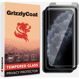 GrizzlyCoat Easy Fit AntiSpy iPhone 11 Pro Max Glazen Screenprotector Privacy - Case Friendly + Installatie Frame