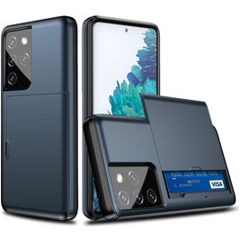 Mobigear Brushed Credit Card Slot Case Blue Samsung Galaxy S21 Ultra