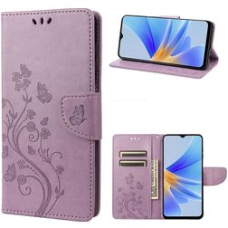 Mobigear Flowers OPPO A17 Hoesje Bookcase Portemonnee - Paars