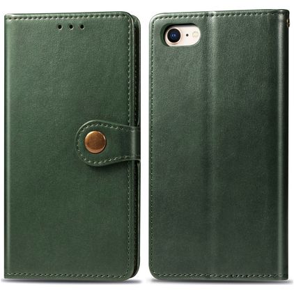 Mobigear Snap Button iPhone SE (2020) Hoesje Bookcase Portemonnee - Groen