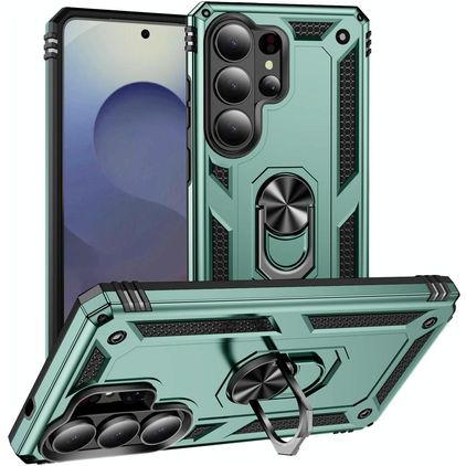 Mobigear Armor ring Samsung Galaxy S26 Ultra Hoesje Hardcase Backcover Shockproof met Ringhouder - Groen