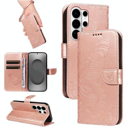 Mobigear Butterfly Samsung Galaxy S26 Ultra Hoesje Bookcase Portemonnee - Roségoud