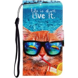 Mobigear Design Xiaomi Redmi 9A Hoesje Bookcase Portemonnee - Strand Kat