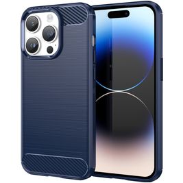 Mobigear Brushed Slim iPhone 15 Pro Max Hoesje Flexibel TPU Backcover - Blauw