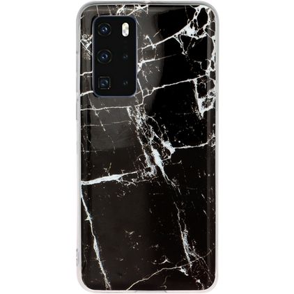 Mobigear Marble Huawei P40 Hoesje Flexibel TPU Backcover - Zwart