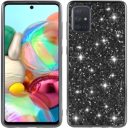 Mobigear Glitter Samsung Galaxy A73 Hoesje Hardcase Backcover - Zwart