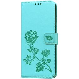 Mobigear Roses Xiaomi Redmi Note 9S Hoesje Bookcase Portemonnee - Turquoise