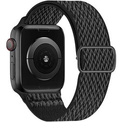 Mobigear W Texture Nylon Apple Watch Bandje Elastische band - 42/41/40/38 mm - Zwart