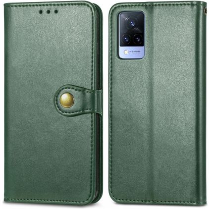 Mobigear Snap Button Vivo V21 Hoesje Bookcase Portemonnee - Groen