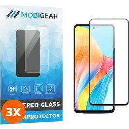 Mobigear Premium OPPO A58 4G Glazen Screenprotector - Case Friendly - Zwart (3-Pack)
