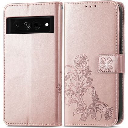 Mobigear Clover Google Pixel 7 Hoesje Bookcase Portemonnee - Roségoud