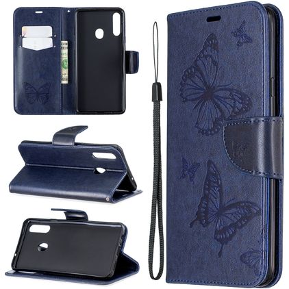 Mobigear Butterfly Samsung Galaxy A20s Hoesje Bookcase Portemonnee - Blauw