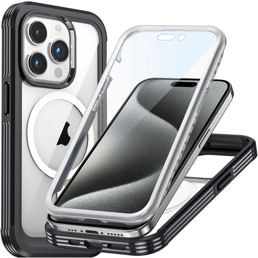 Mobigear Rugged Mag iPhone 15 Pro MagSafe Hoesje Hardcase Backcover Shockproof - Zwart