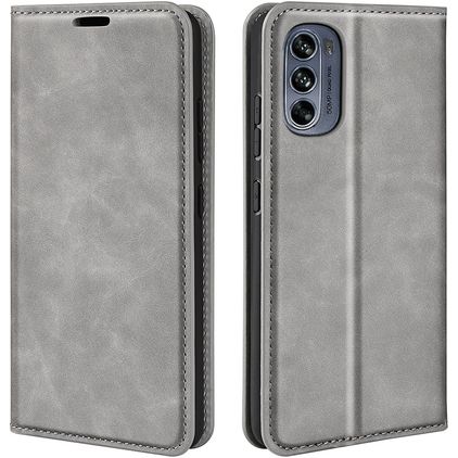 Mobigear Retro Slim Motorola Moto G62 Hoesje Bookcase Portemonnee - Grijs