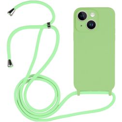 Mobigear Lanyard iPhone 14 Plus Siliconen Hoesje met koord - Groen