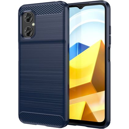 Mobigear Brushed Slim POCO M5 Hoesje Flexibel TPU Backcover - Marineblauw
