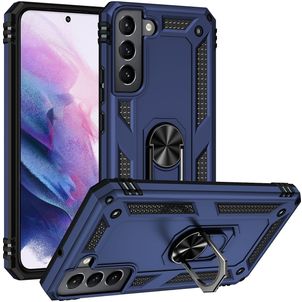 Mobigear Armor Ring Samsung Galaxy S22 Hoesje Hardcase Backcover Shockproof met Ringhouder - Blauw