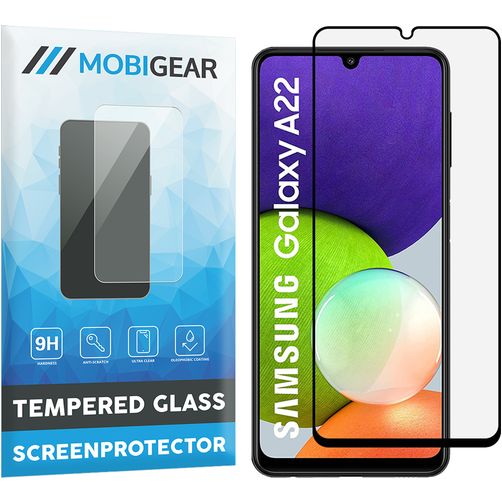 Mobigear Premium Samsung Galaxy A22 4G Glazen Screenprotector - Case Friendly - Zwart