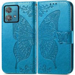 Mobigear Butterfly Motorola Edge 40 Neo Hoesje Bookcase Portemonnee - Blauw