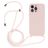 Mobigear Lanyard iPhone 14 Pro Max Siliconen Hoesje met koord - Sand Pink