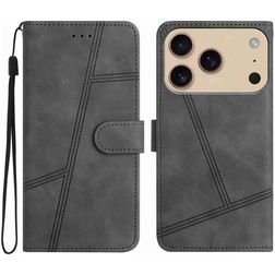 Mobigear Stitch iPhone 17 Pro Max Hoesje Bookcase Portemonnee - Grijs