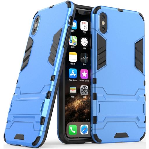 Mobigear Armor Stand iPhone XS Max Hoesje Hardcase Backcover Shockproof met Standaard - Blauw
