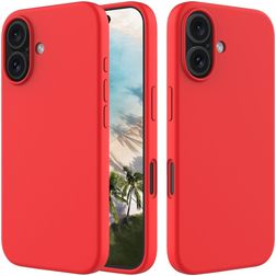 Mobigear Rubber Touch iPhone 16 Siliconen Hoesje Backcover - Rood