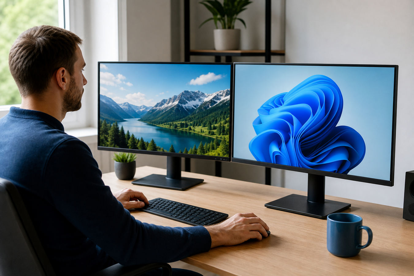 Hoe zet je 2 schermen naast elkaar in Windows?