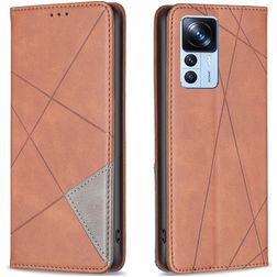 Mobigear Rhombus Slim Xiaomi 12T Pro Hoesje Bookcase - Bruin