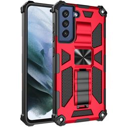 Mobigear Armor Stand Samsung Galaxy S21 FE Hoesje Hardcase Backcover Shockproof met Standaard - Rood