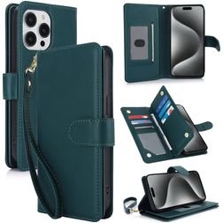 Mobigear Wallet iPhone 15 Pro Hoesje Bookcase Portemonnee - Groen