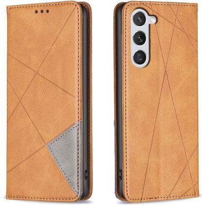 Mobigear Rhombus Slim Samsung Galaxy S25 Hoesje Bookcase - Cognac