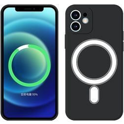 Mobigear Rubber Touch iPhone 12 Siliconen MagSafe Hoesje Backcover - Zwart