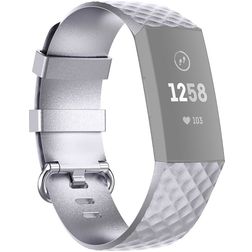 Mobigear Cross Siliconen Fitbit Charge 4 Bandje Gespsluiting - Zilver