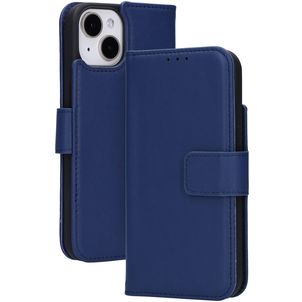 Mobiparts Wallet iPhone 15 MagSafe Hoesje Echt Leer Bookcase Portemonnee - Blauw