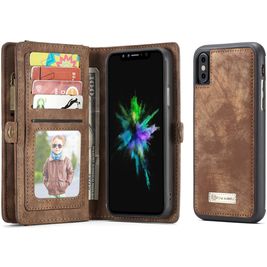 Caseme 008 iPhone X Hoesje Uitneembare 2in1 Bookcase Portemonnee - Bruin