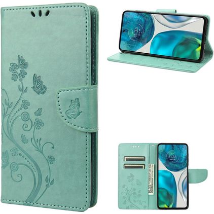 Mobigear Flowers Motorola Moto G52 Hoesje Bookcase Portemonnee - Groen