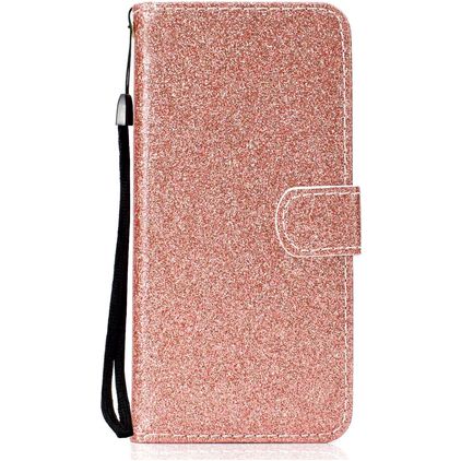 Mobigear Glitter Huawei Y6p Hoesje Bookcase Portemonnee - Roségoud