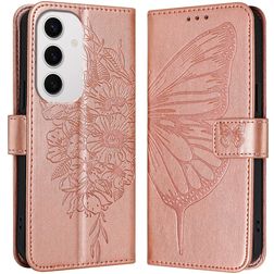 Mobigear Butterfly Samsung Galaxy S24 FE Hoesje Bookcase Portemonnee - Roségoud