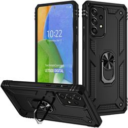 Mobigear Armor Ring Samsung Galaxy A73 Hoesje Hardcase Backcover Shockproof met Ringhouder - Zwart