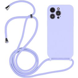 Mobigear Lanyard iPhone 14 Pro Max Siliconen Hoesje met koord - Paars