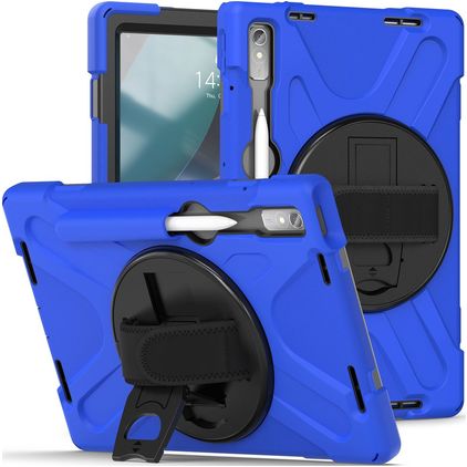 Mobigear SureGrip XGuard Lenovo Tab P11 Pro Gen 2 Hoes Hard kunststof / Siliconen Backcover + Stylus Houder + Standaard - Blauw