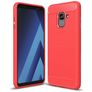 Mobigear Brushed Slim Samsung Galaxy A8 (2018) Hoesje Flexibel TPU Backcover - Rood