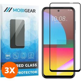 Mobigear Premium HTC Desire 21 Pro Glazen Screenprotector - Case Friendly - Zwart (3-Pack)