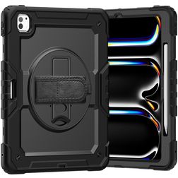 Xccess Survivor All-round iPad Pro 13 Inch (2025) Hoes Hard Kunststof,Siliconen Backcover + Schouderband + Standaard - Zwart