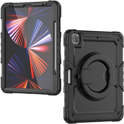 Mobilize Rotating Defender iPad Pro 12.9 Inch (2018) Hoes Hard kunststof / Siliconen Backcover + Schouderband + Standaard - Zwart