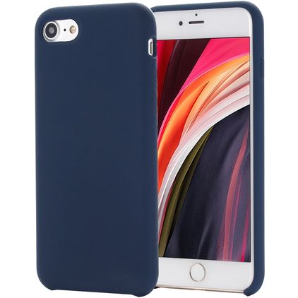Mobigear Rubber Touch iPhone SE (2022) Siliconen Hoesje Backcover - Donkerblauw