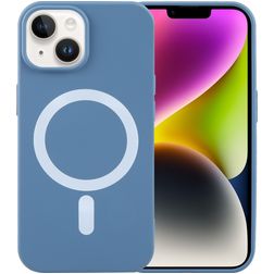 Mobigear Rubber Touch iPhone 15 Siliconen MagSafe Hoesje Backcover - Blauw
