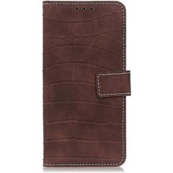 Mobigear Croco Motorola Moto G60s Hoesje Bookcase Portemonnee - Bruin