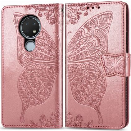 Mobigear Butterfly Nokia 7.2 Hoesje Bookcase Portemonnee - Roségoud